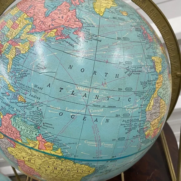 Vtg Crams Imperial 12 Inch World Globe Aviation Routes Metal Base USSR 1960’s